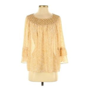 LC Lauren Conrad Beachy Tan Gold Boho Blouse S